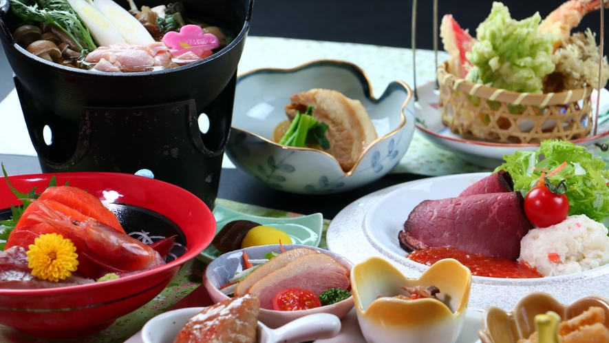 #手仕込み板前料理＿庄内豚や山菜・日本海の幸など地元食材を使用したこだわりの品々