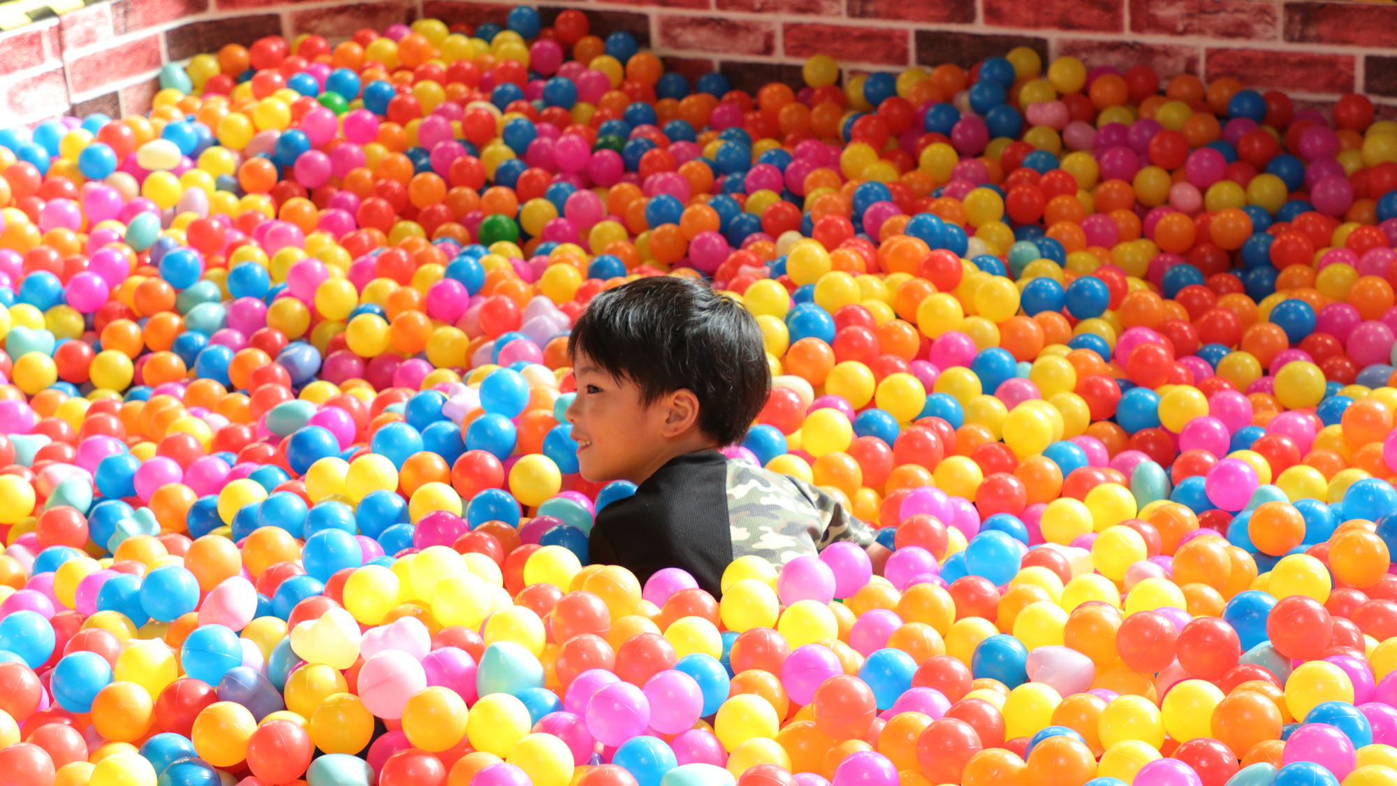 施設_ボールプール_食事処中央にある本気のボールプール。食事に飽きても遊べます！*