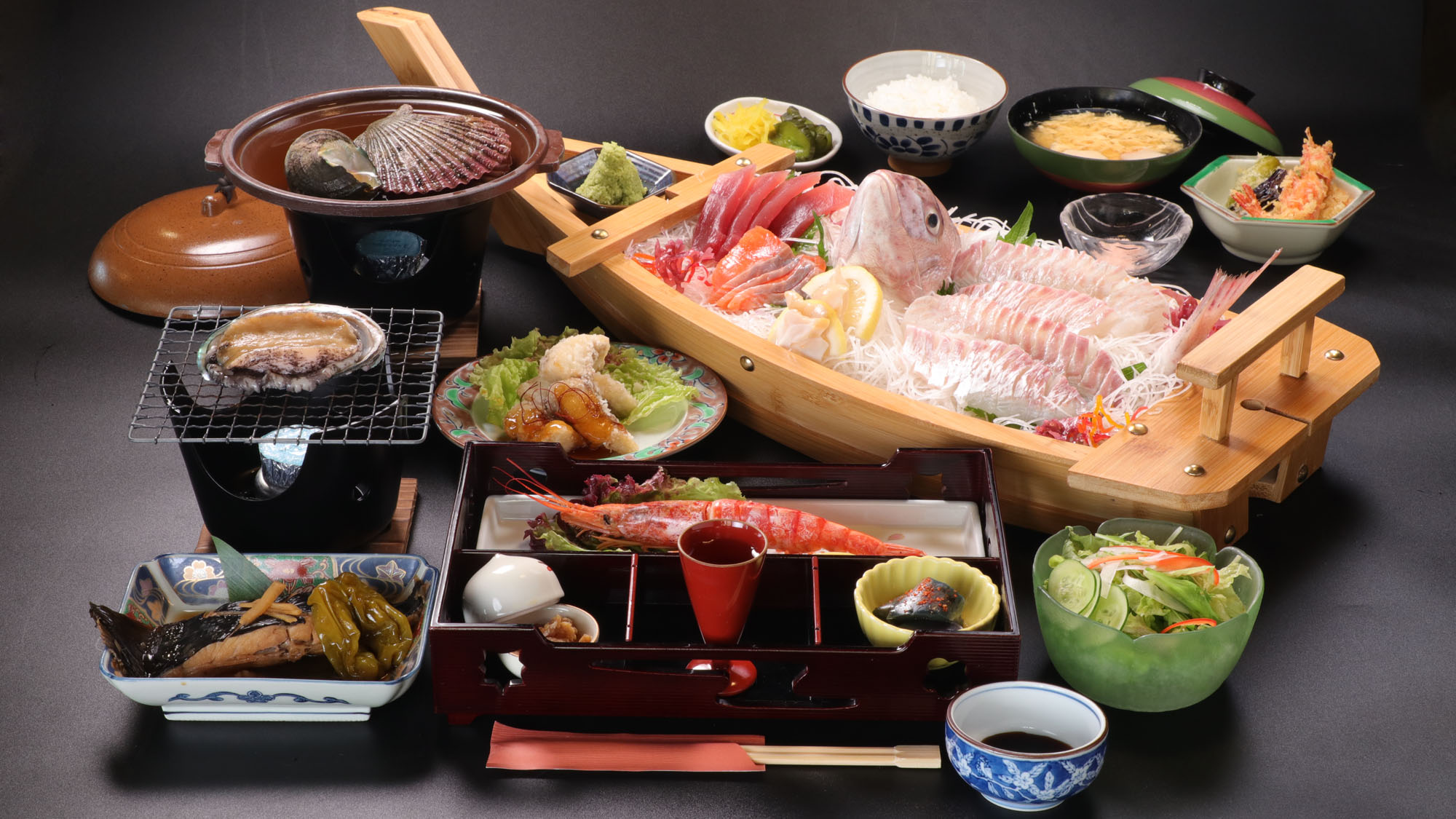 料理_夕食_日乃出御膳あわびチョイス一例*