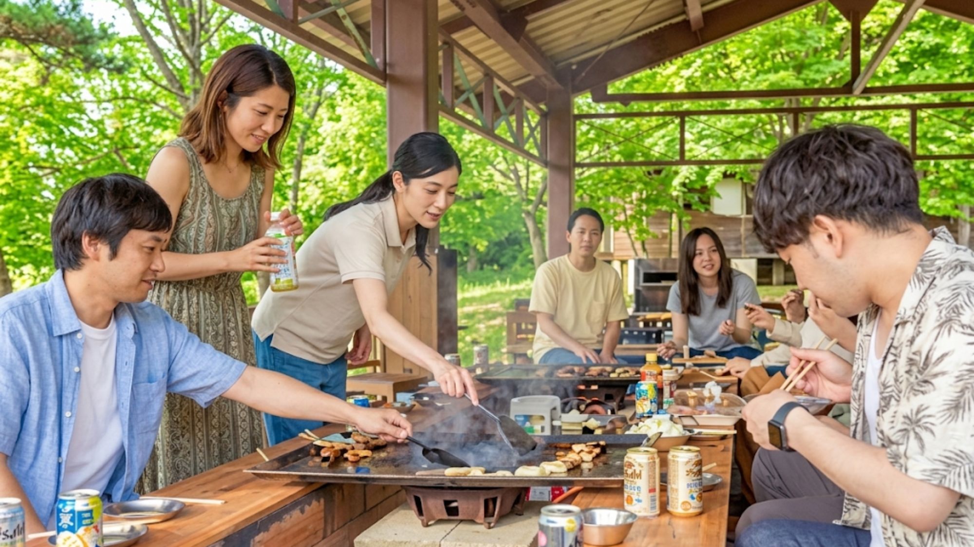 閑乗寺の広大な自然の中でワイワイBBQはいかがですか？楽しんだ後はコテージでそのままのんびり