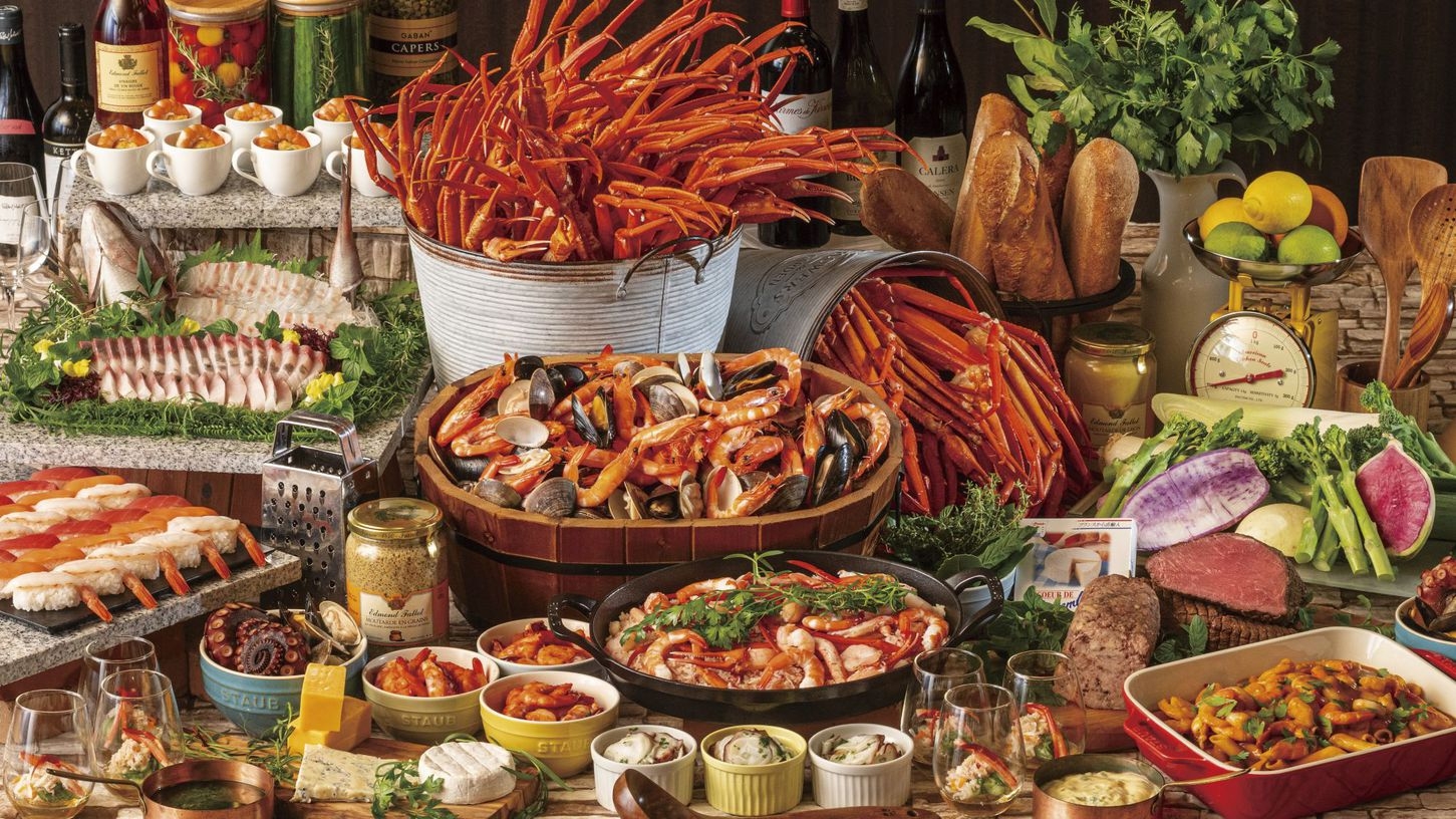 【タイムセール】【カニ＆海老フェア】「海のごちそう、食べ放題。」夕食バイキング　2食付