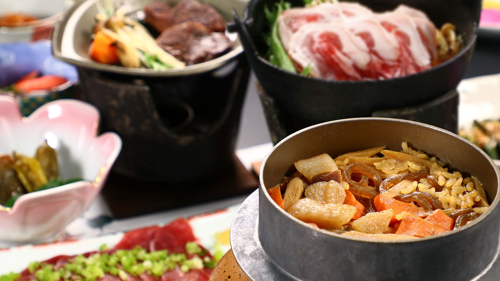 【天城荘日帰り入浴レンタルセット無料チケット付】猪と鹿両方味わえる贅沢プラン♪＜グレードアップ＞