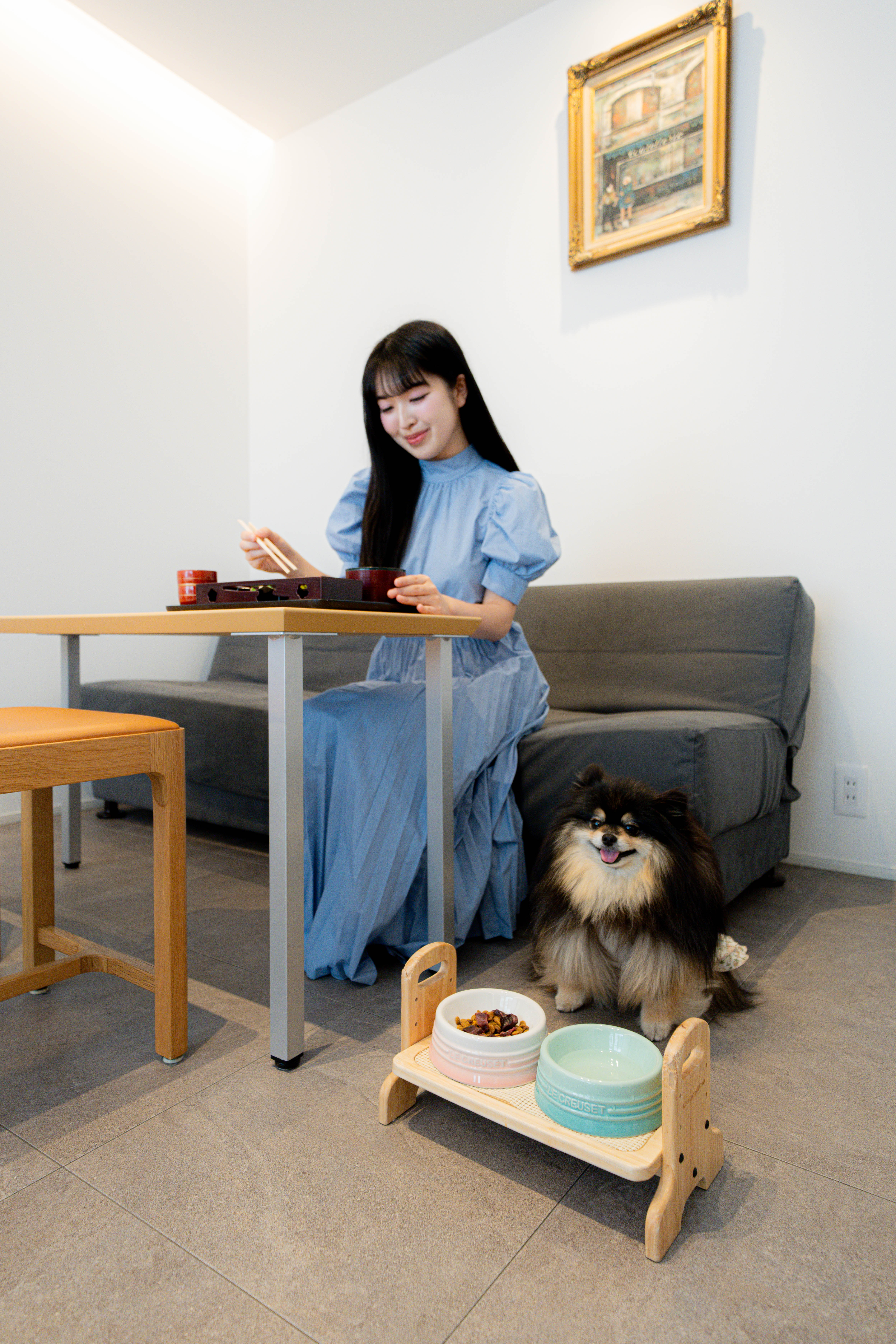 愛犬様と一緒に朝食