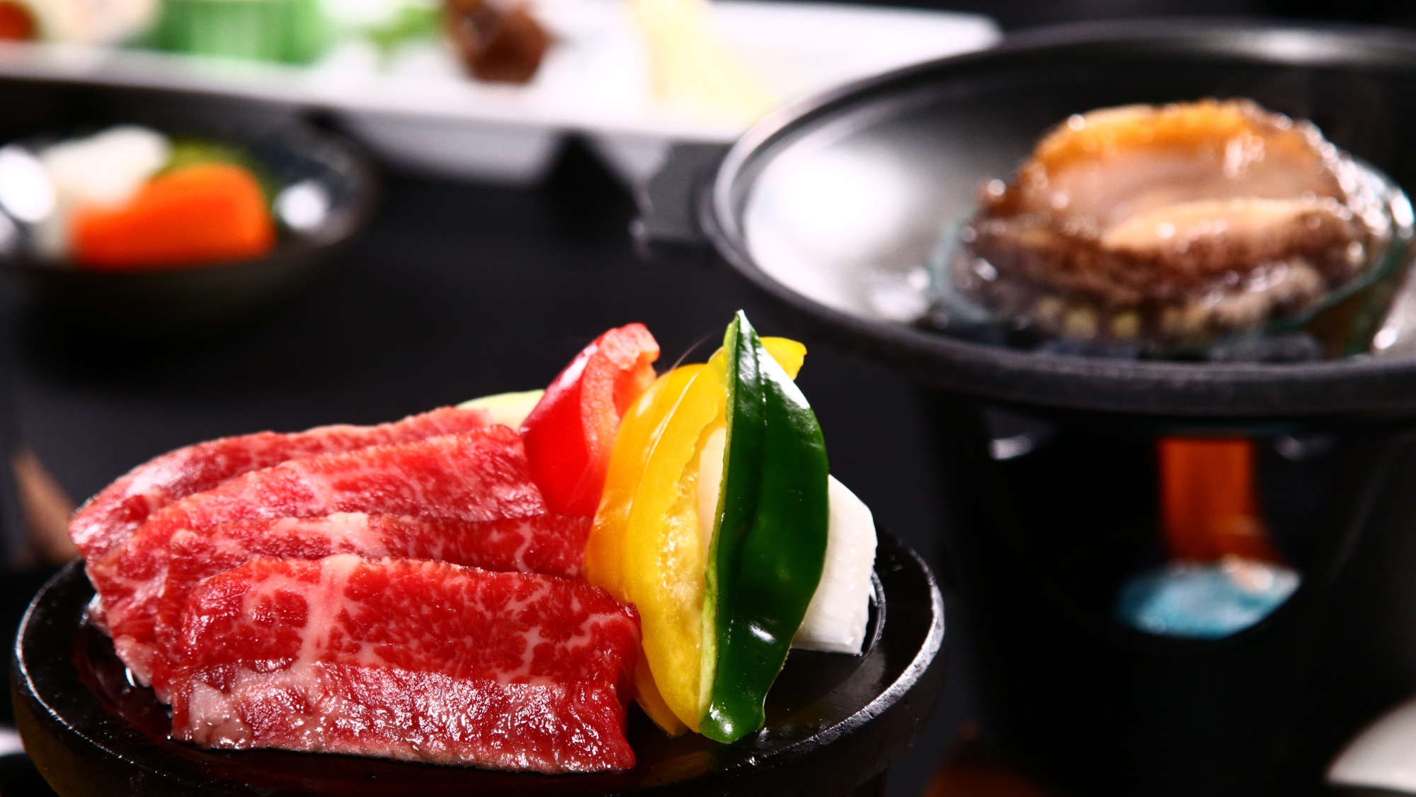 グレードアップ一例■黒毛和牛＆アワビ