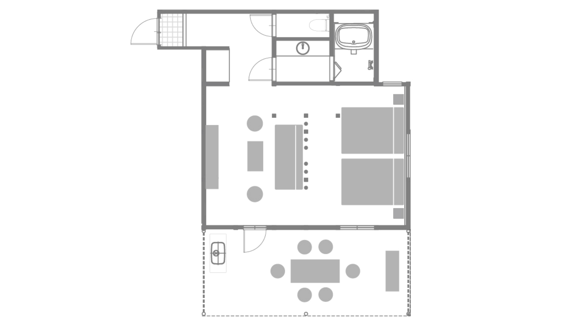 *【本館｜デラックスルーム】バス・トイレ付／60平米／プライベートデッキ付き