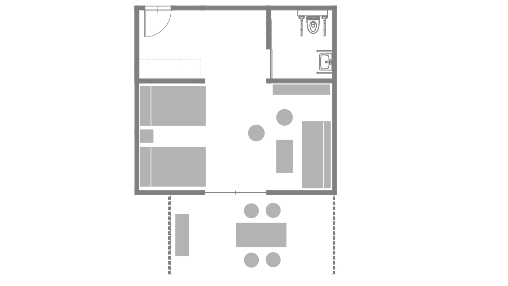 *【本館｜スーペリアツインルーム】バスなし・トイレ付／47平米／プライベートデッキ付き