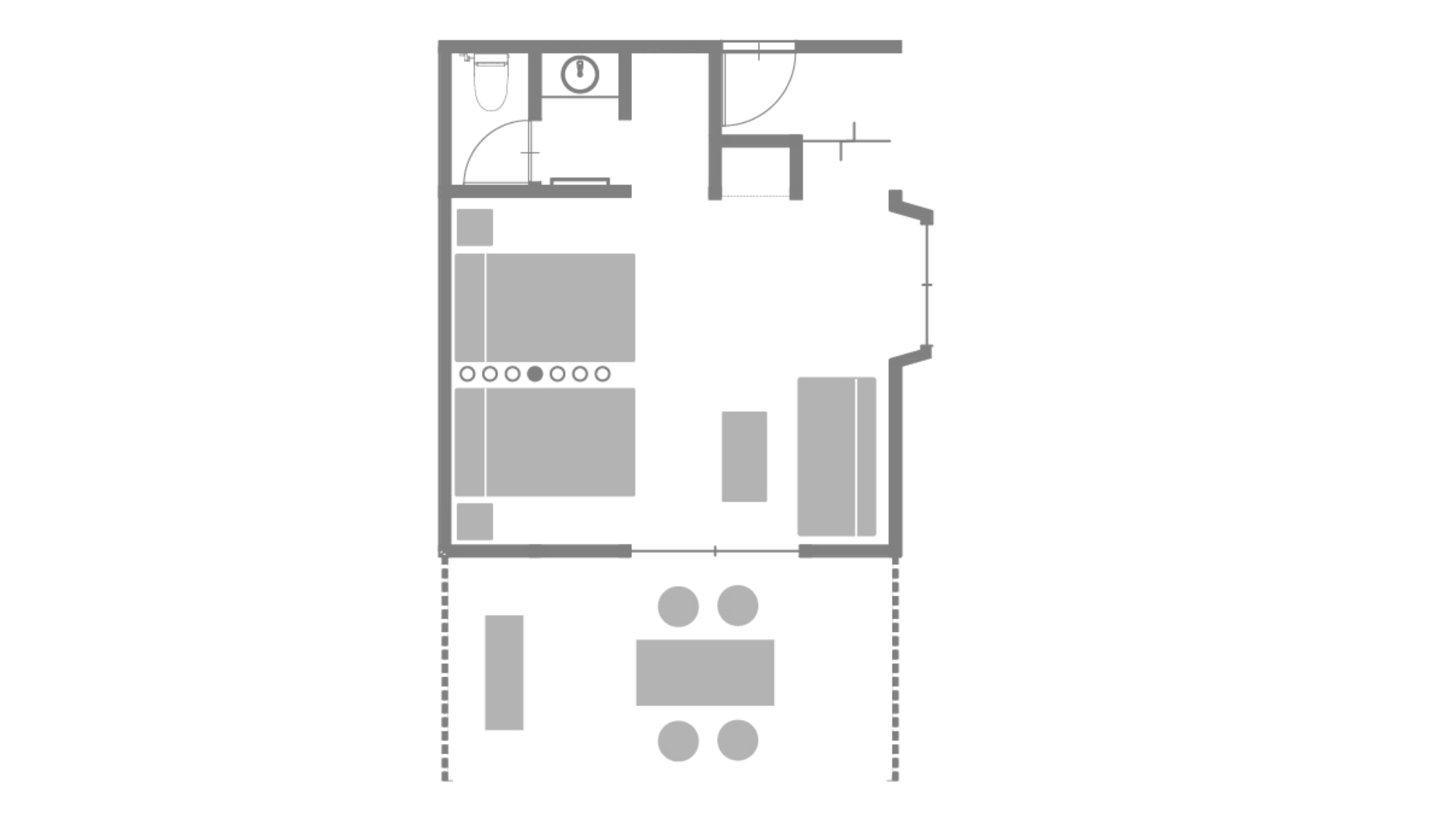 *【本館｜スタンダードツインルーム】バスなし・トイレ付／42平米／プライベートデッキ付き