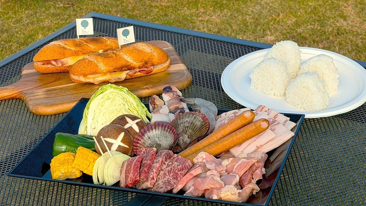 【お得に満喫できるBBQプラン♪】肉＆海鮮＆野菜を楽しむ贅沢BBQ×朝食バケットサンド＜2食付＞