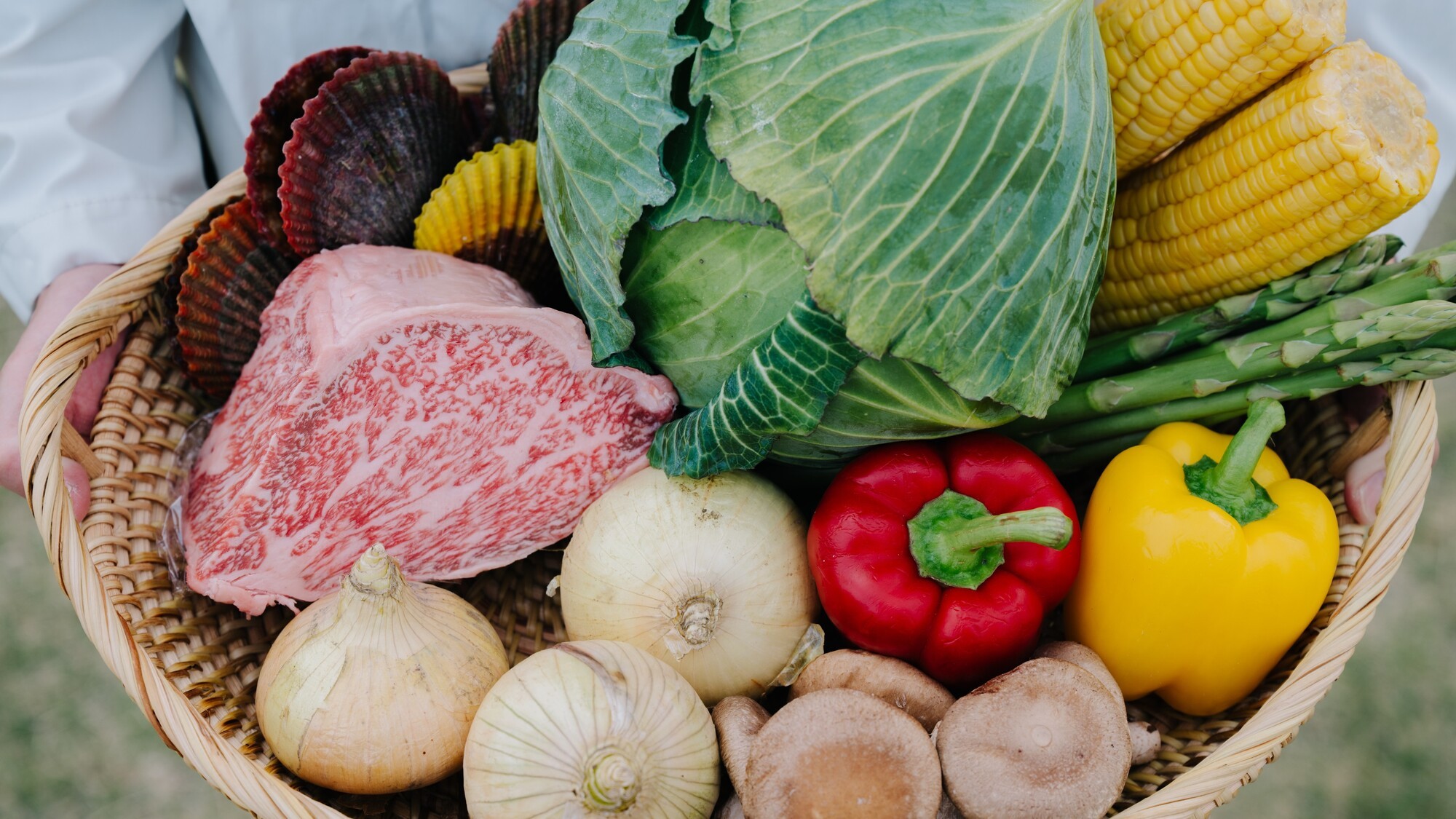地元食材の宝箱。和牛も旬野菜も、すべてが主役です。