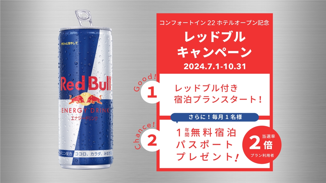 【レッドブル付きショートステイプラン】20時イン＆10時アウト◆短時間でエナジーステイ◆朝付