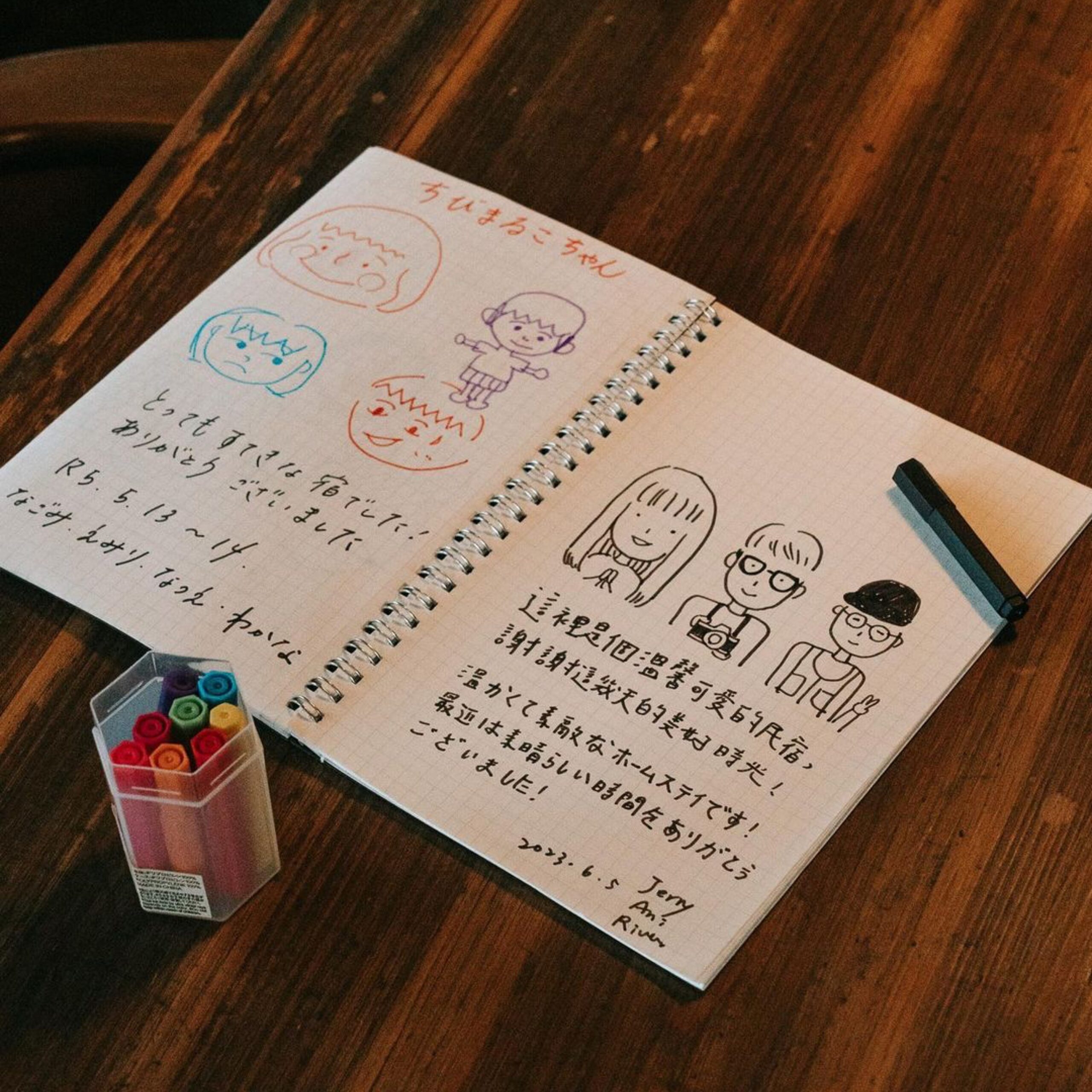 素空庵　宿帳への描きこみ