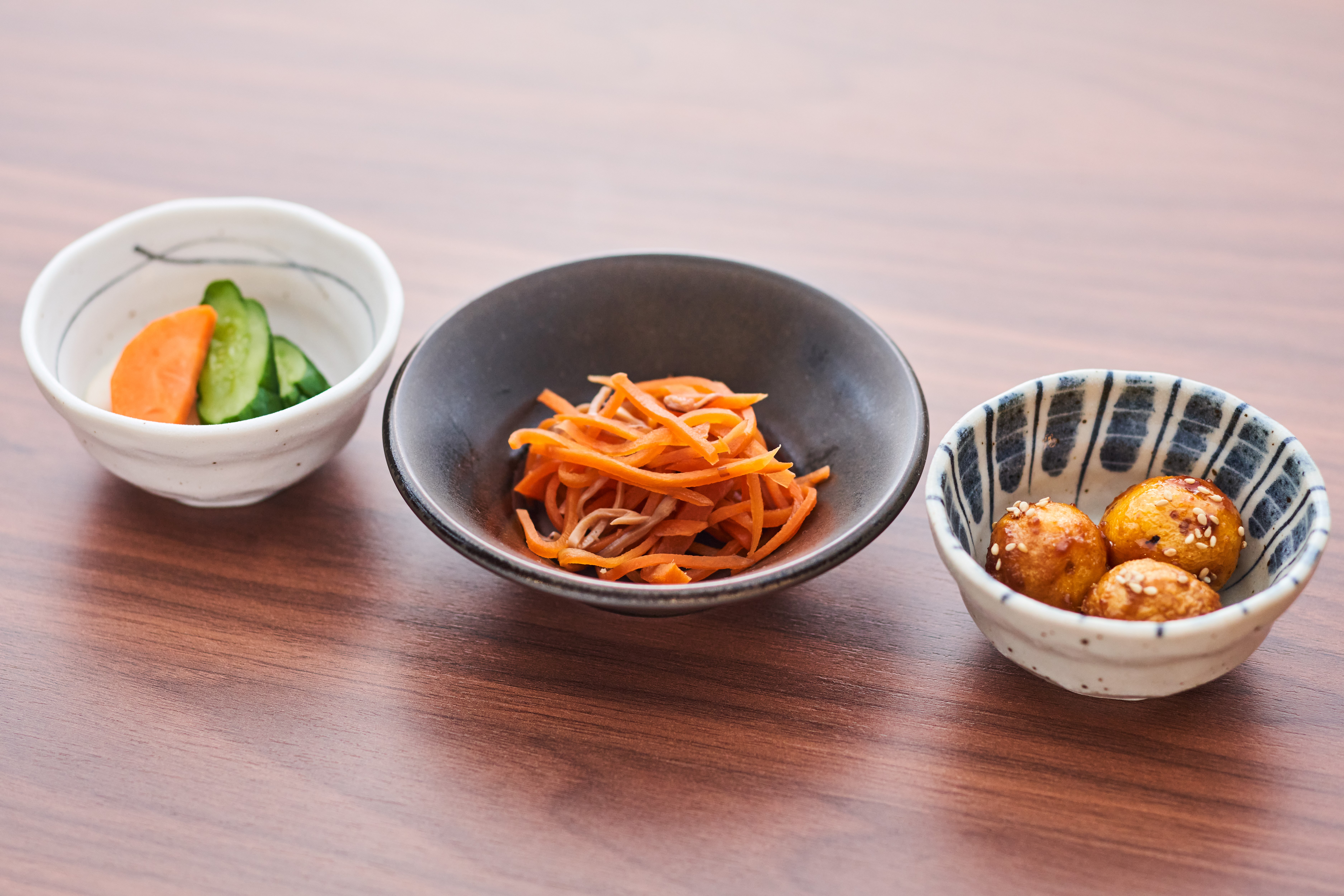 郷土料理：いか人参、味噌かんぷら、三五八漬け