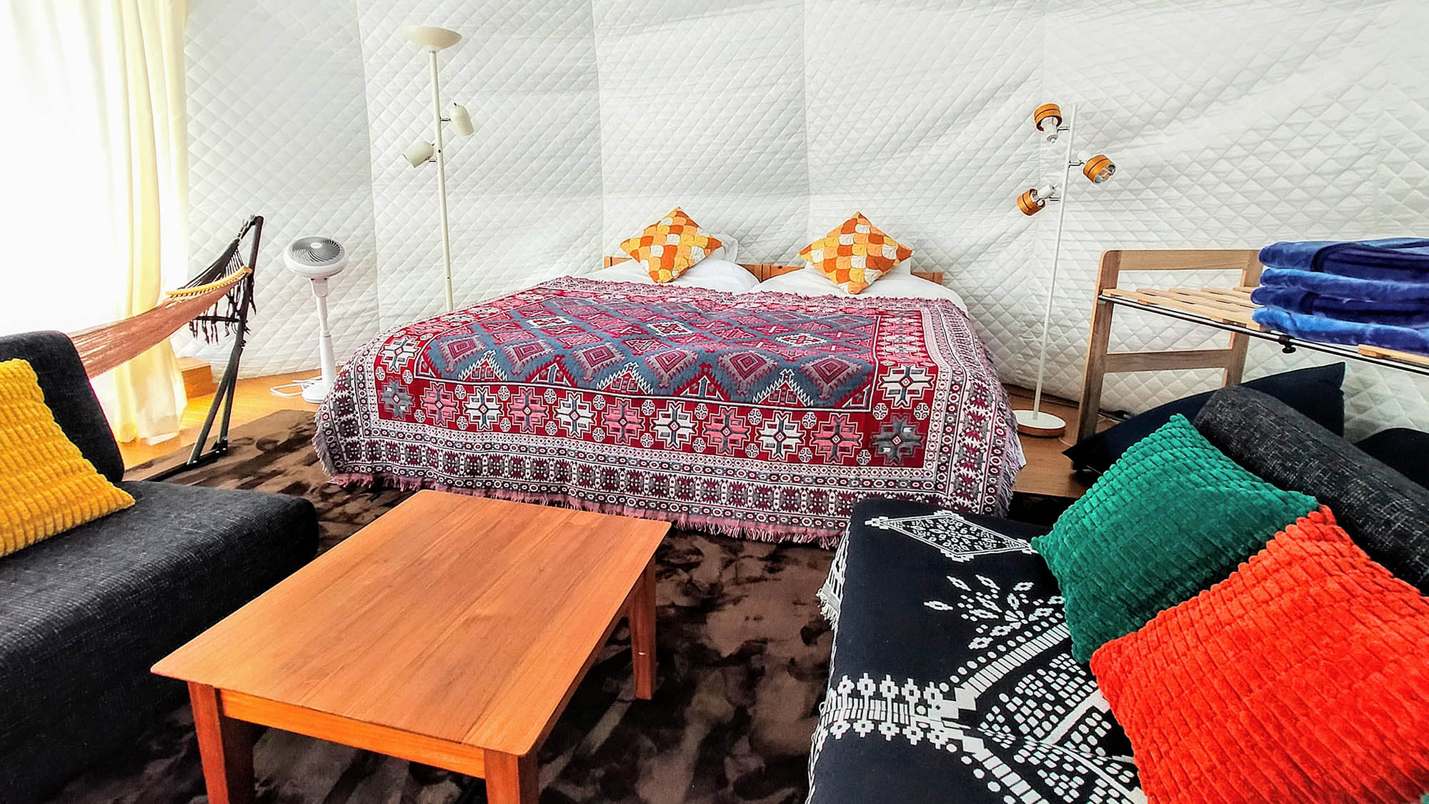 ・【G1】ドームテントにはベッド、冷蔵庫、冷暖房、電気ケトルなどを常備！無料Wi-Fiあり◎