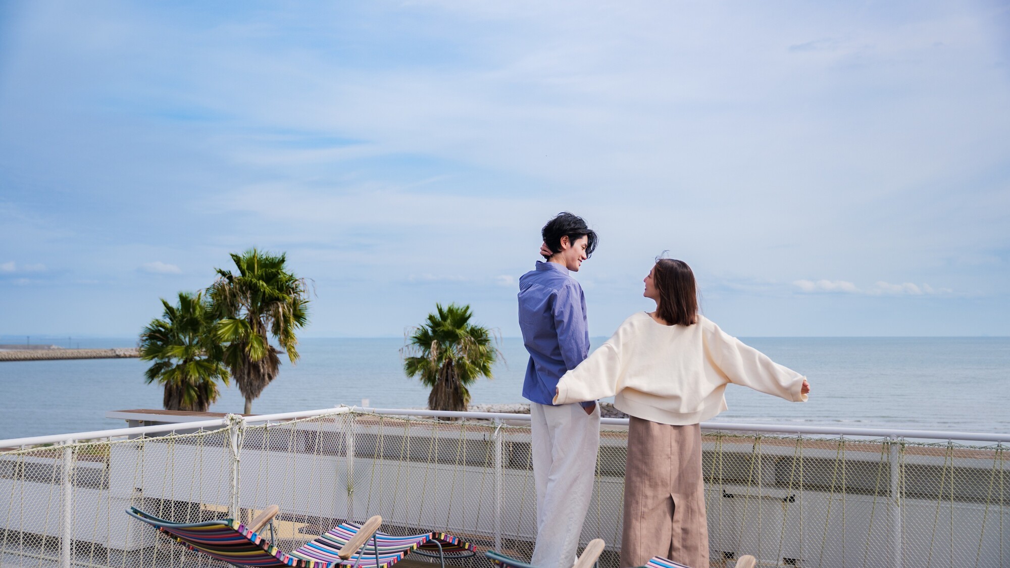 海が一望できる屋上