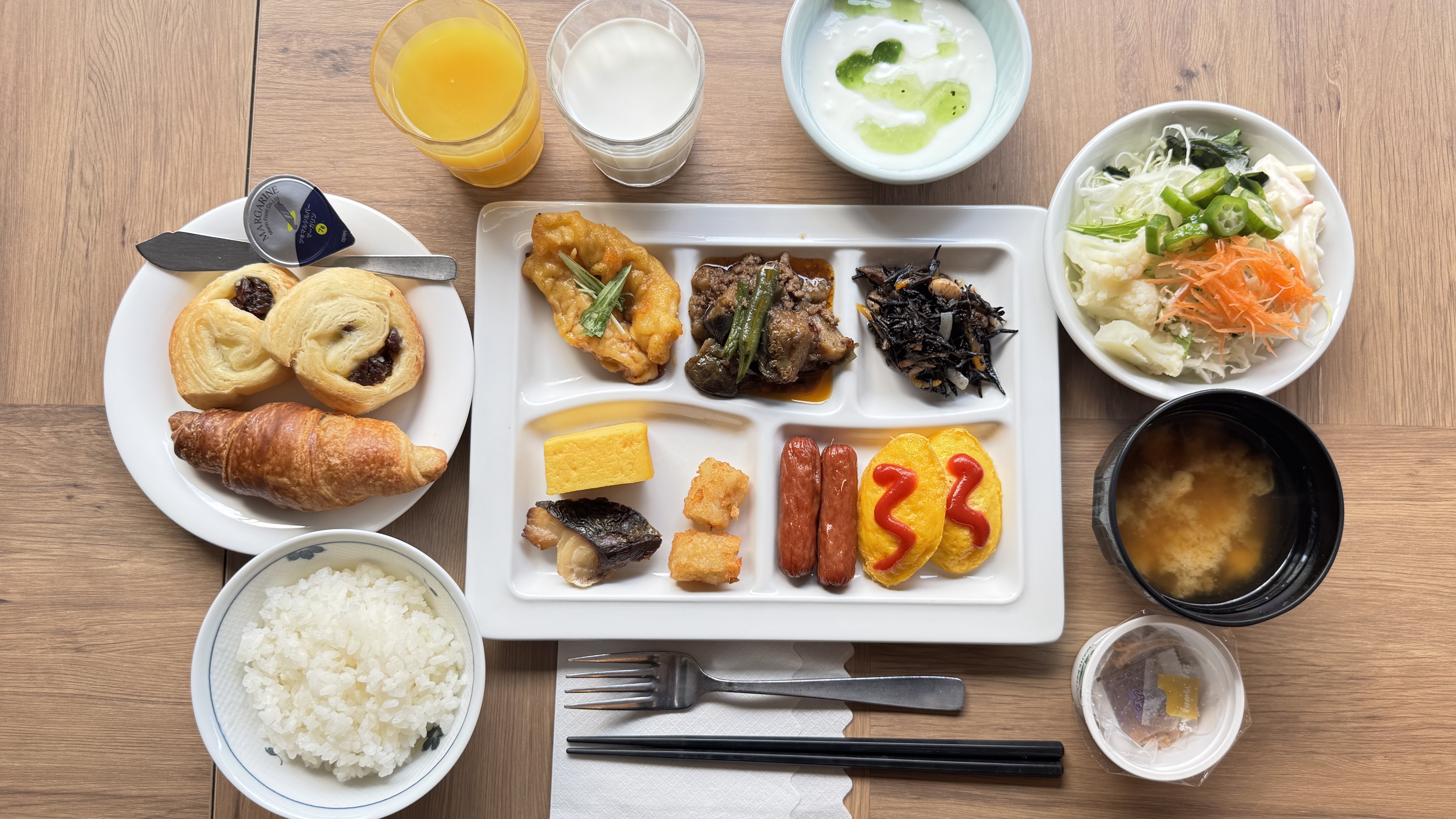 朝食バイキング盛り付け例