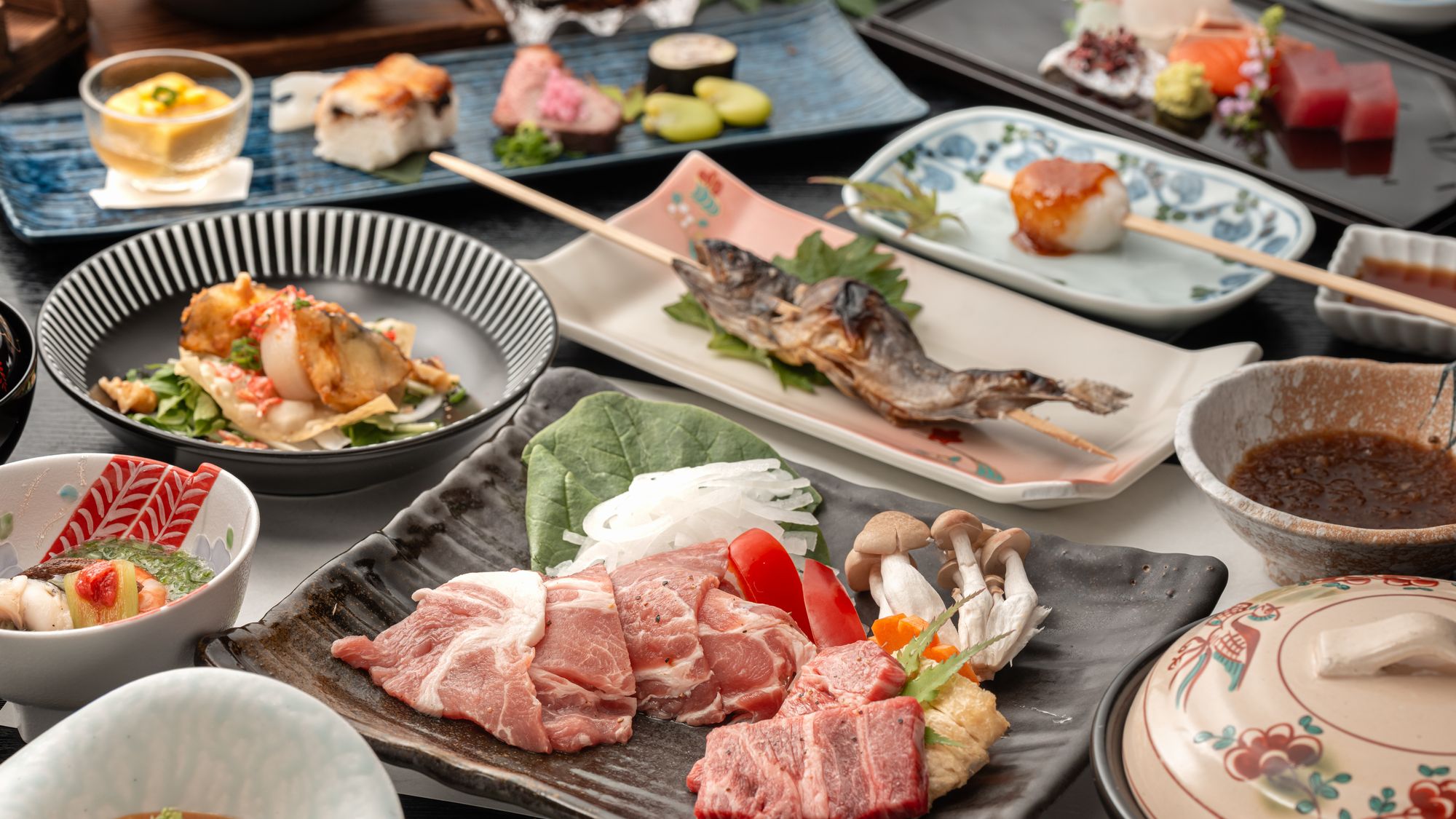 【ご夕食】アップグレード牛の陶板焼きを贅沢に堪能。