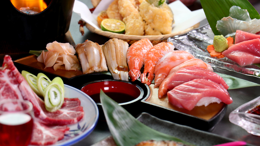 【豪華☆ゆり野会席】ワンランク上の贅沢！はみ出る寿司ネタに舌鼓＜2食付＞