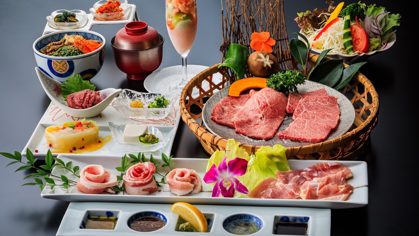 街へ出掛けてご夕食☆山梨ブランド肉３種食べ比べ「YAKINIKU竜ヶ丘」ディナー＆タクシー送迎プラン