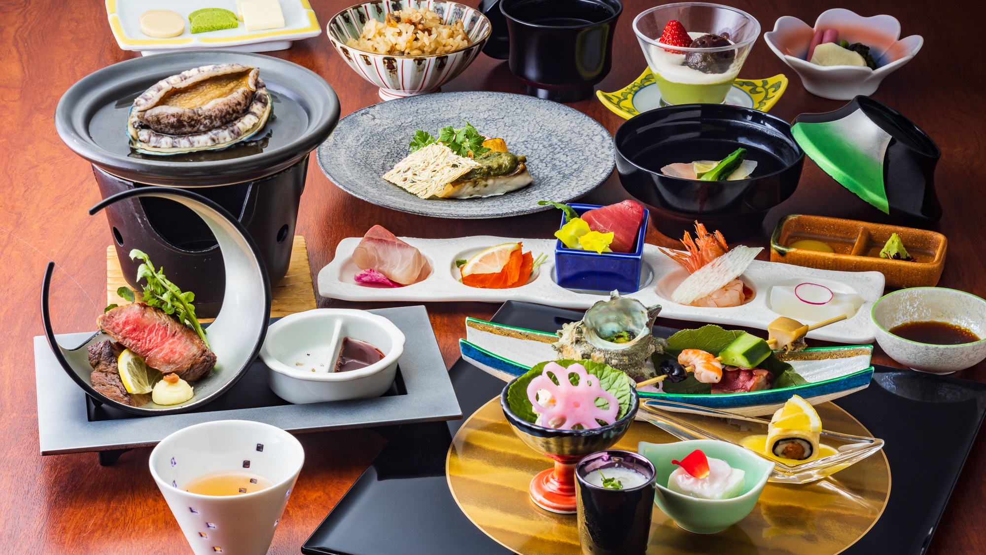 蝦夷鮑の踊り焼きを贅沢に味わう季節の和会席（イメージ）