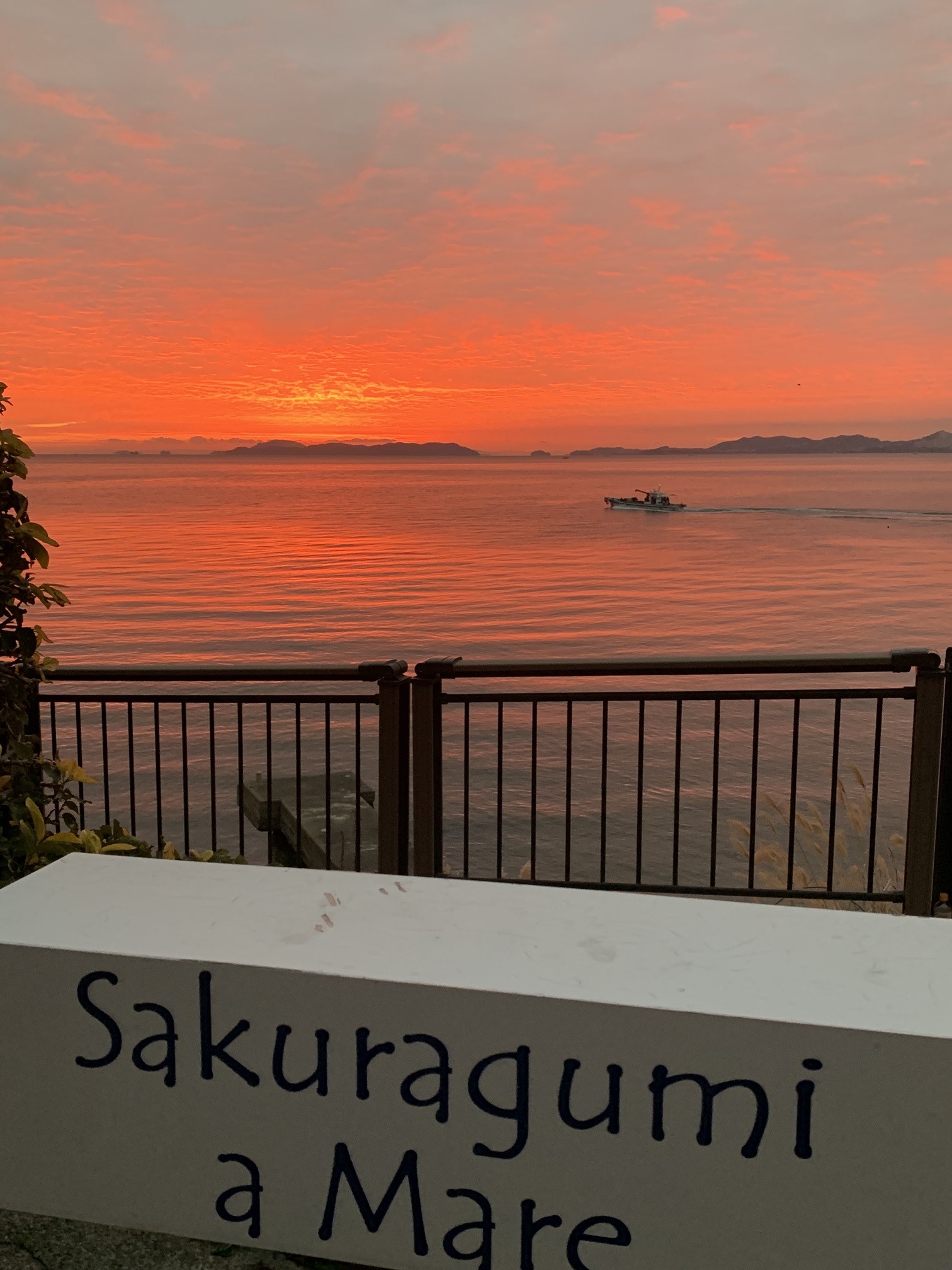 1階レストラン「SAKURAGUMI」からの夕日