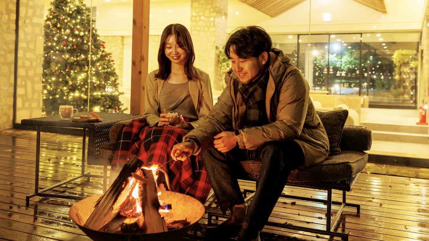 カップル焚き火