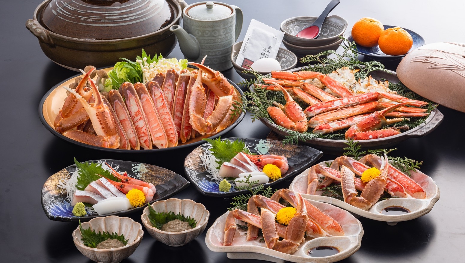 おかえりかにちりコース（蟹×２杯）／刺し・焼き・かにちり・かに味噌...スタンダードな蟹フルコース