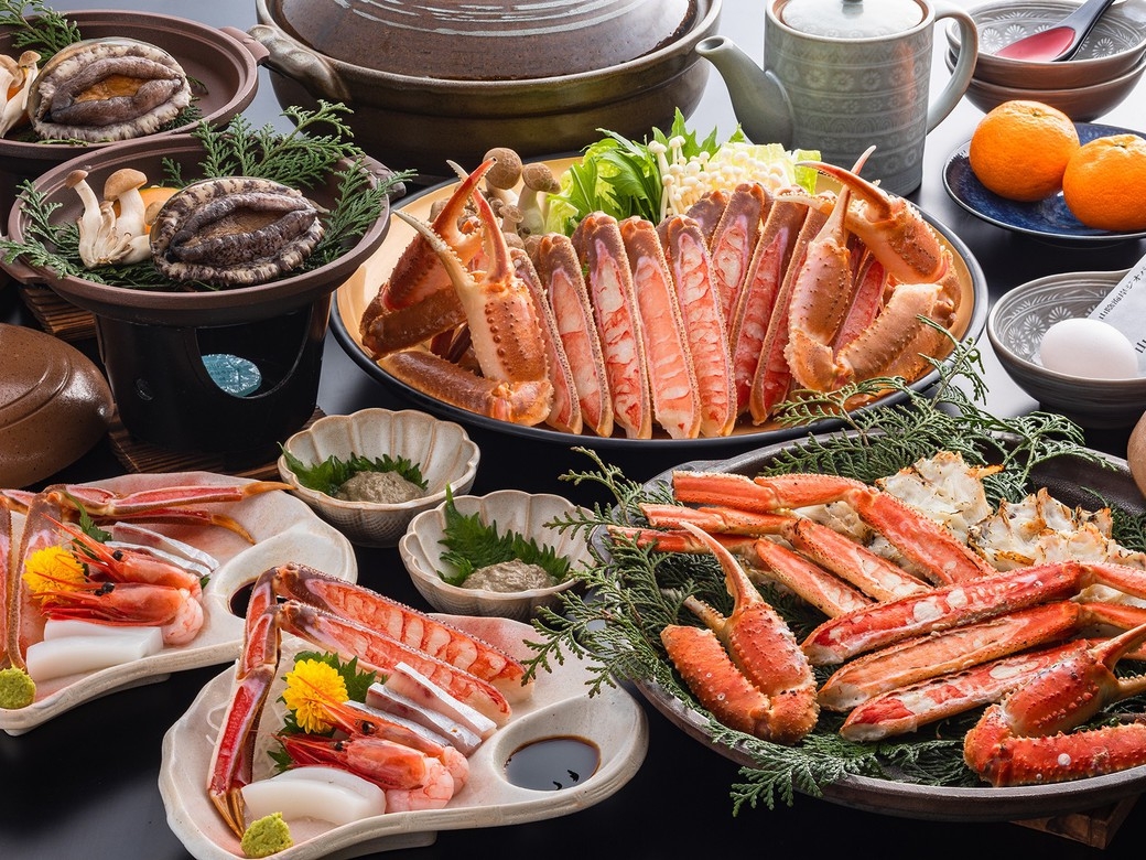 よくばりかにちりコース（蟹×１．５杯＋アワビ陶板焼き）／〜蟹と鮑の饗宴〜