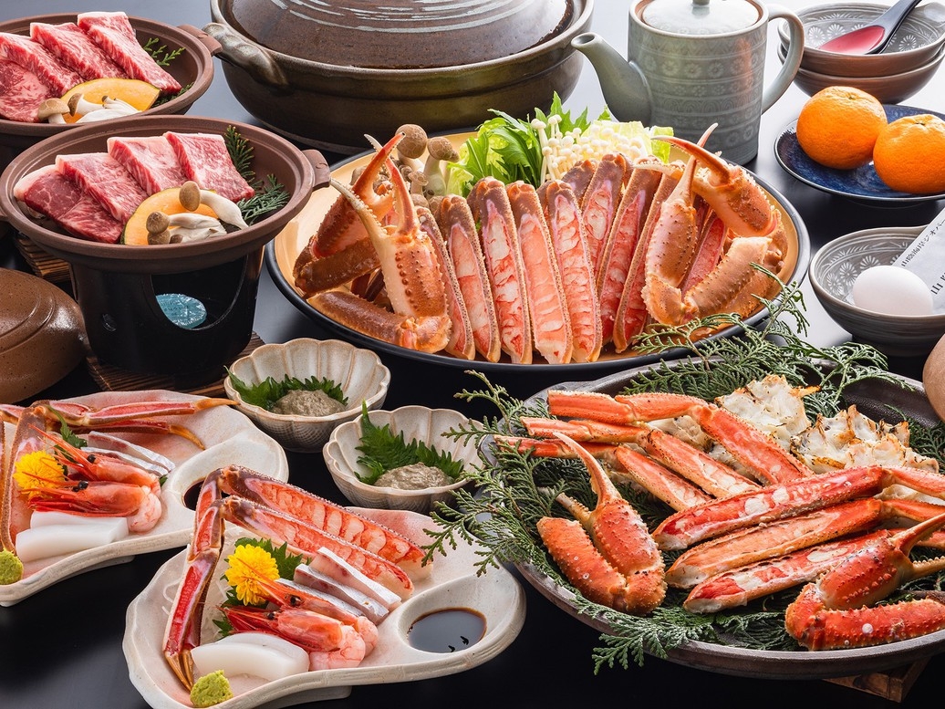 よくばりかにちりコース（蟹×１．５杯＋黒毛和牛の陶板焼き）／蟹も！お肉も！わがままに！