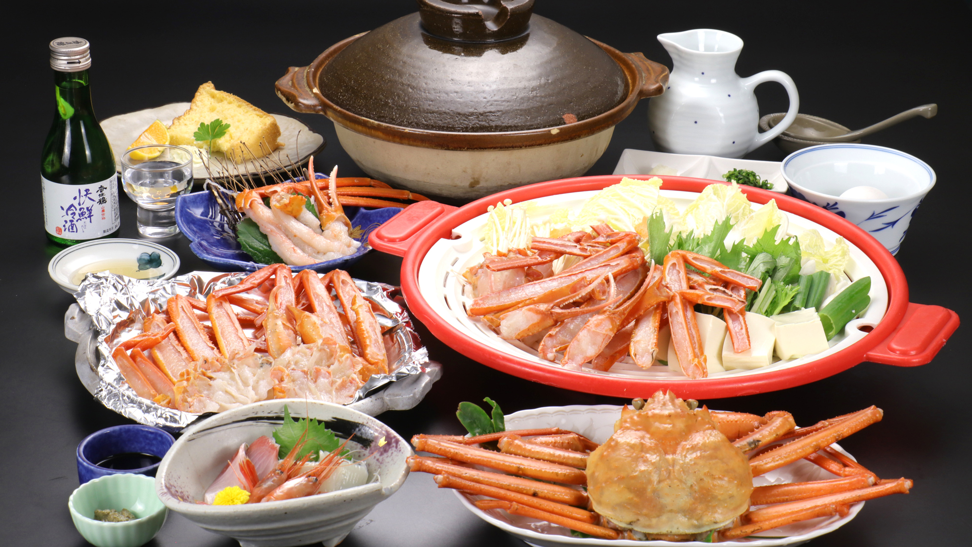 《香住蟹（紅ガニ）贅沢フルコース》本場香住ガニの甘くジューシーな味わい♪蟹刺し、茹で蟹姿、カニチリ等
