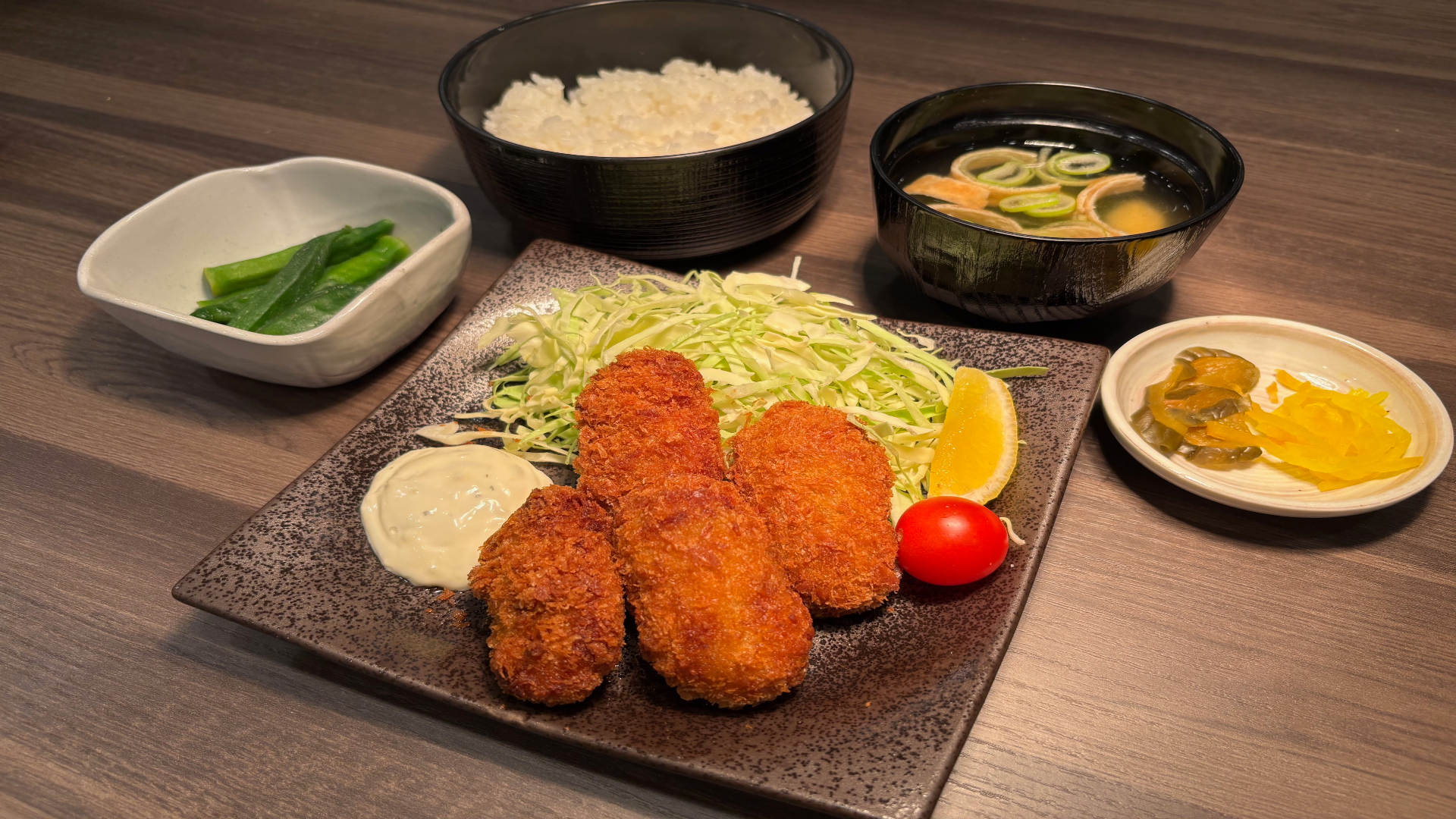 【夕食】カキフライ定食