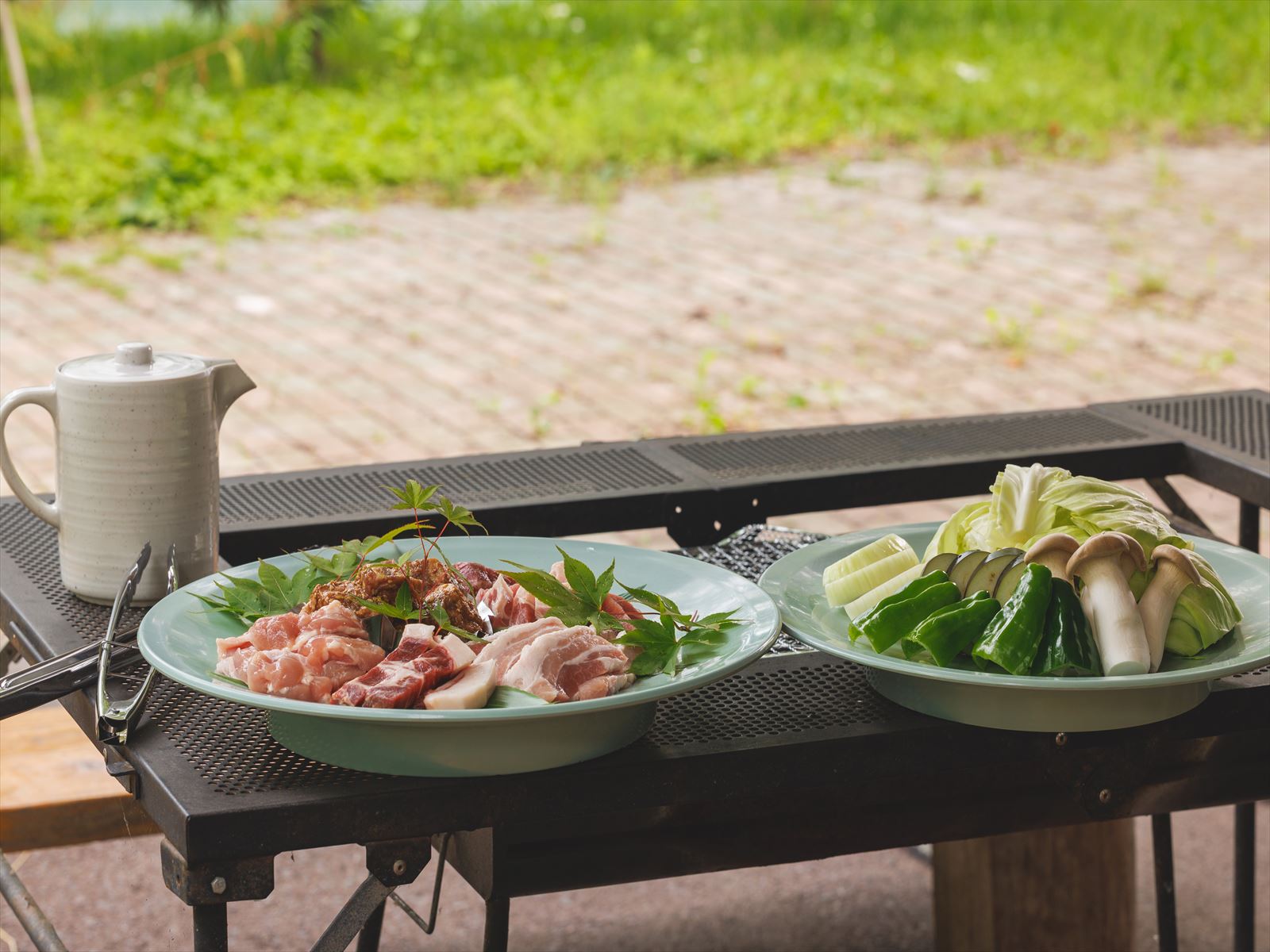 バーべキューメニューお肉、野菜、タレ