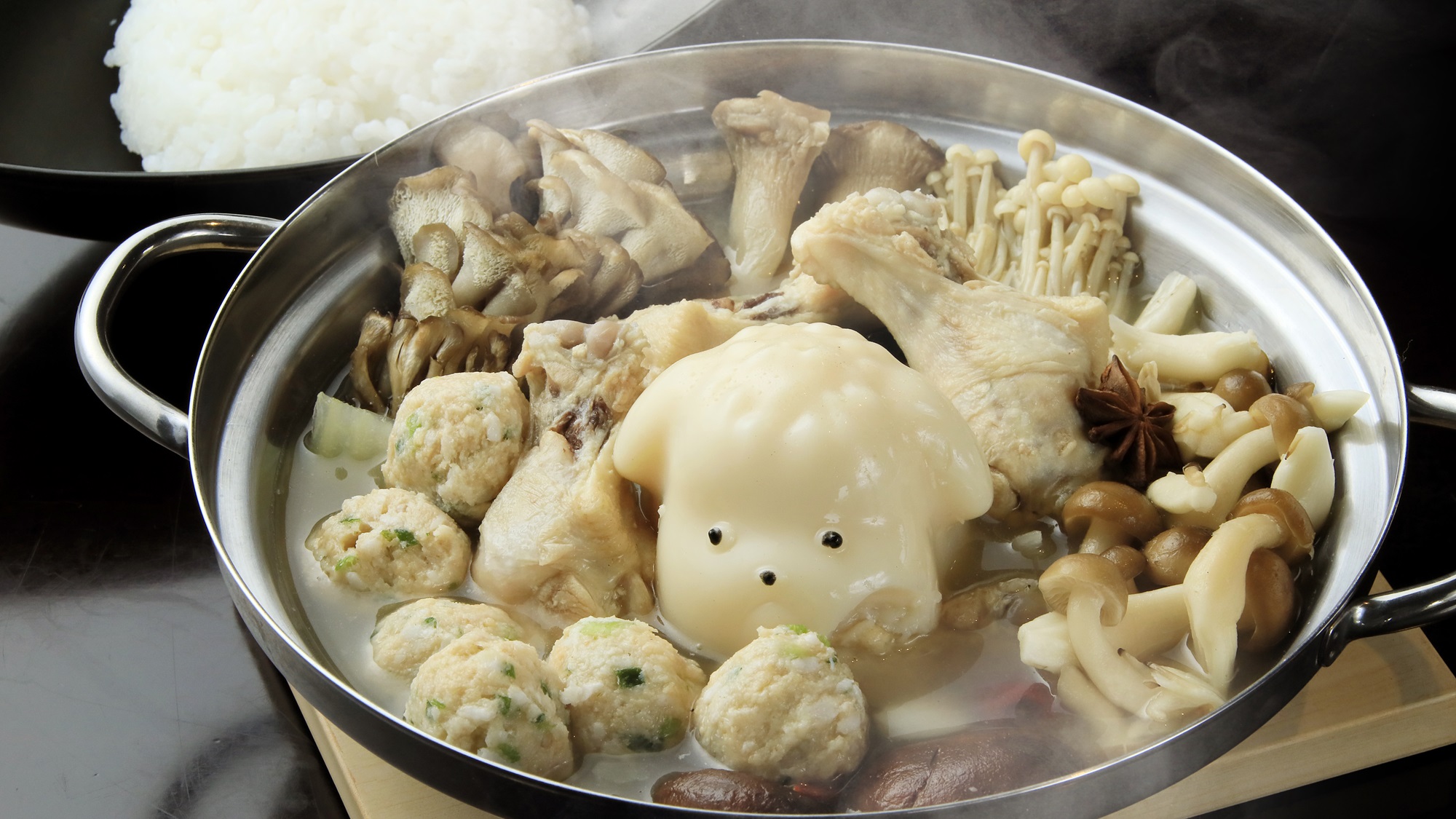 【ご夕食】コラーゲンたっぷり参鶏湯風薬膳鍋＜春夏限定＞（一例）