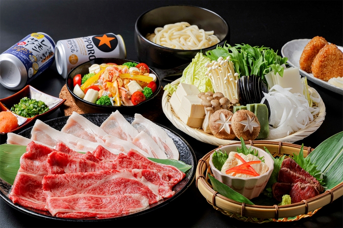 【ポイント10倍】6月宿泊限定！！1泊2食・清川恵水ポーク＆国産牛しゃぶしゃぶプラン