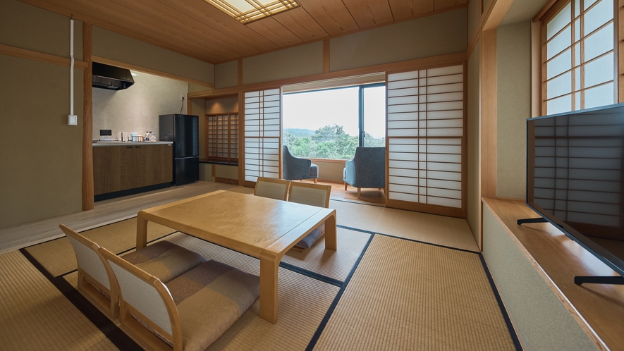デラックスルーム1一例|十分な広さのキッチンがございます。