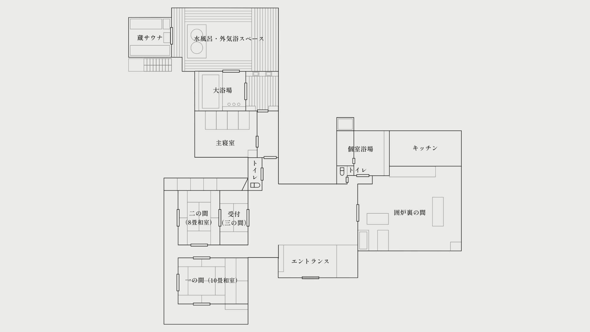 【間取り図】一日一組限定の隠れ家、一棟貸しの高級宿オーベルジュ「欅の宿 縁」