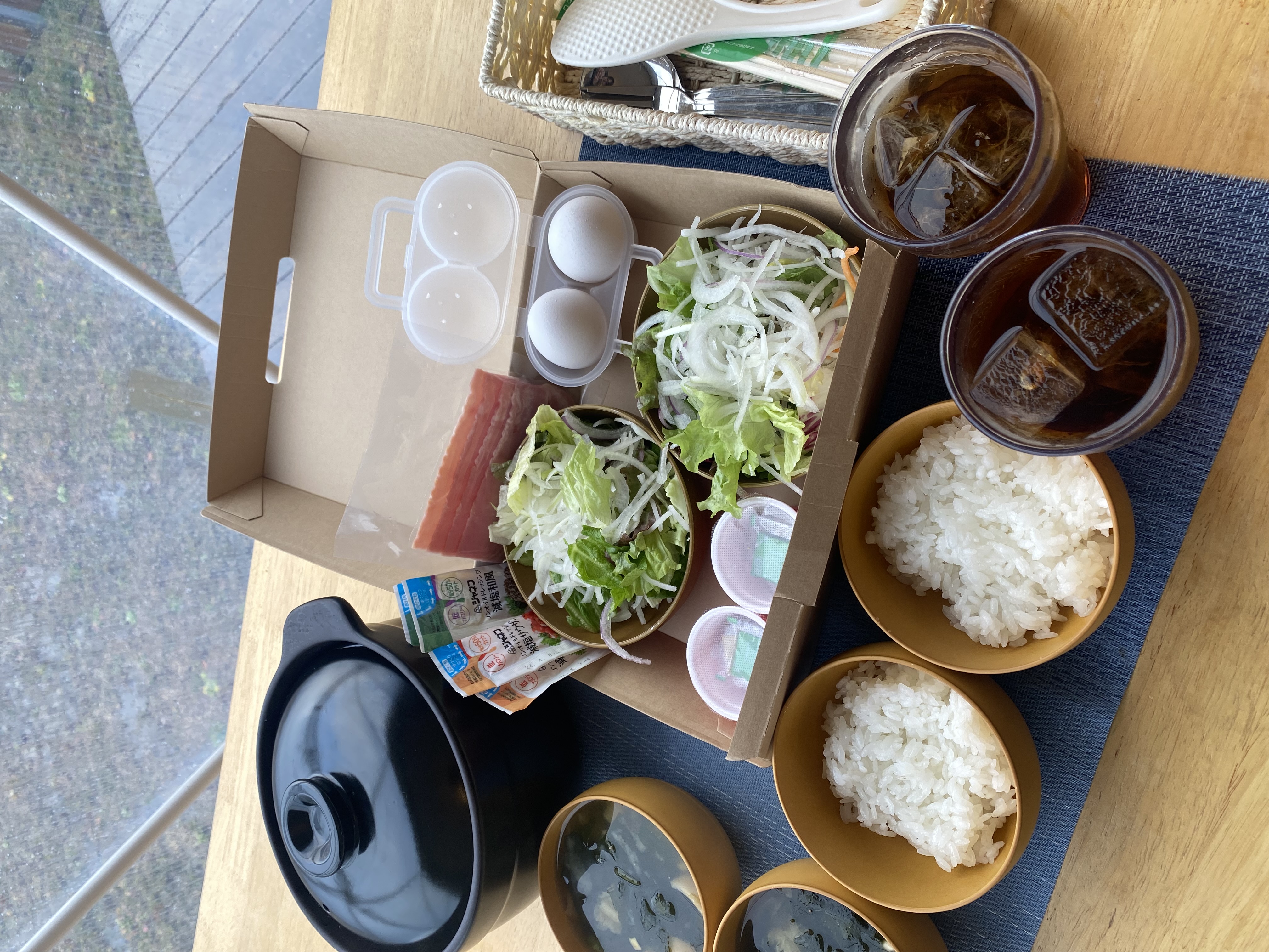 【ベーコンエッグ】和風朝食