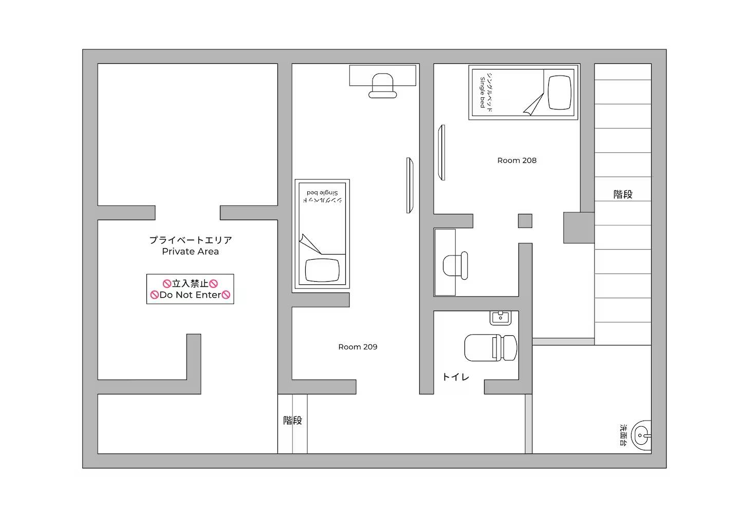 WEST棟の専用間取り図でございます。