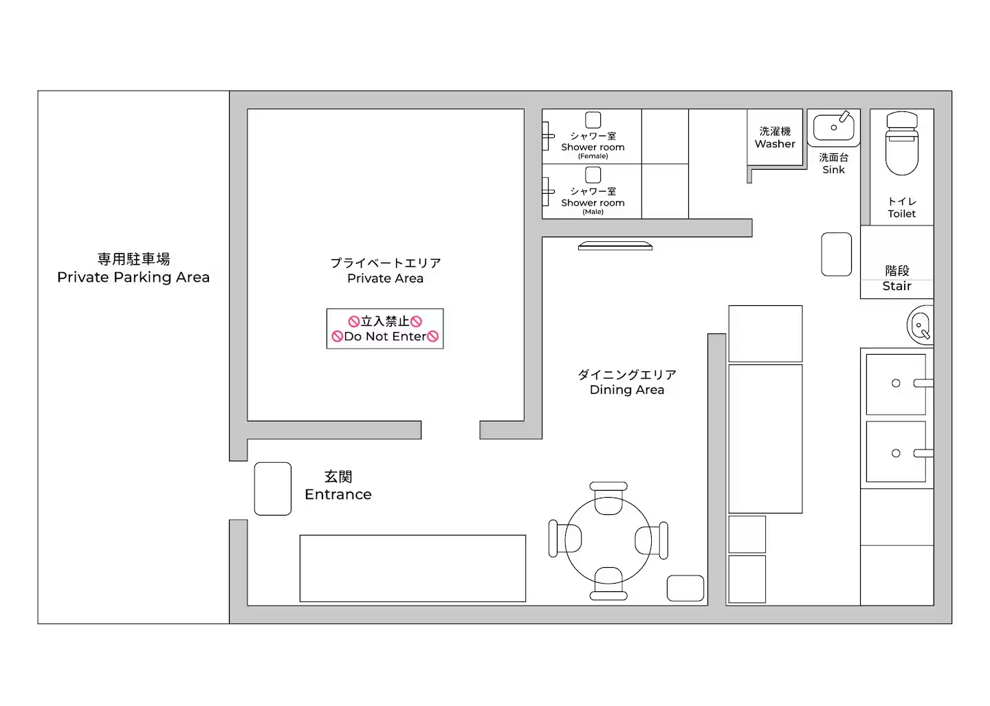 WEST棟の専用間取り図でございます。