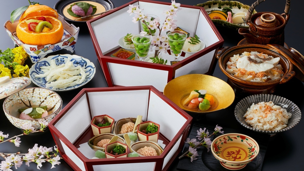 【当館名物】メイン9品より貝のにぎりや蛤なべ、近代キャビアなど3品チョイス『春のデラックスプラン』
