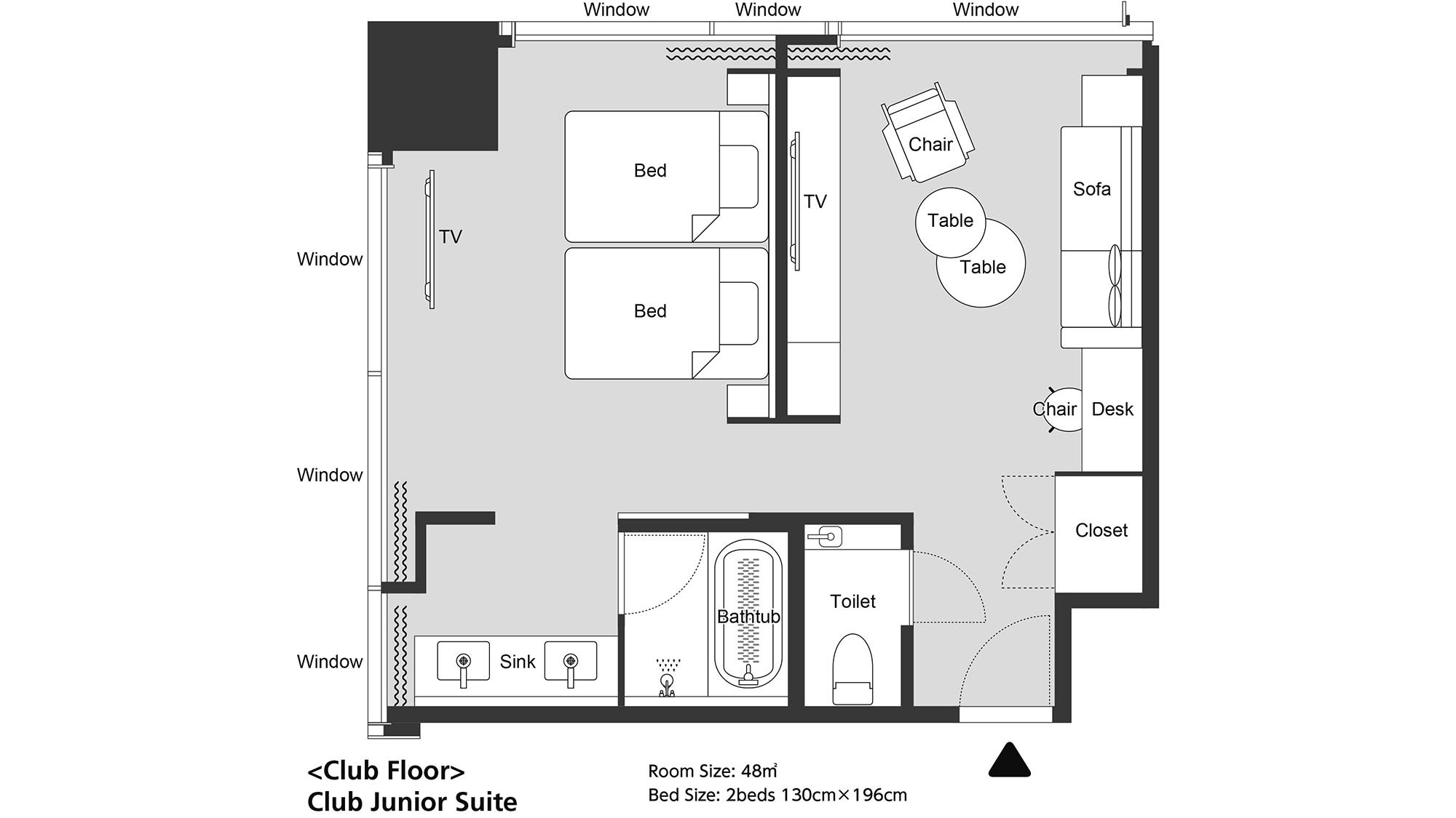 ＜クラブフロア＞クラブジュニアスイート　平面図イメージ