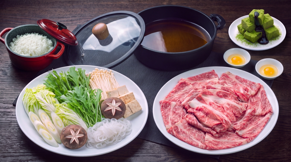 NEW！ちょっと贅沢に味わう、甲州ワインビーフのすき焼き (夕朝食付)