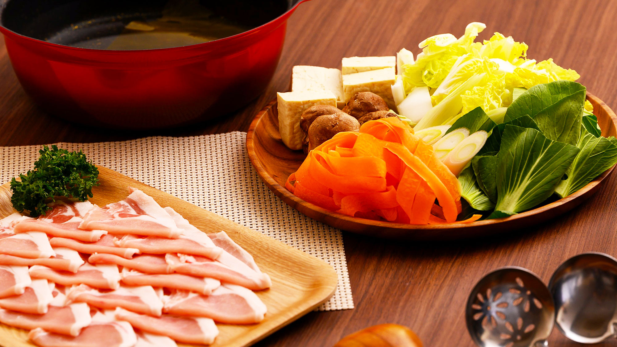 【夕食】しゃぶしゃぶ（※写真は2人前）