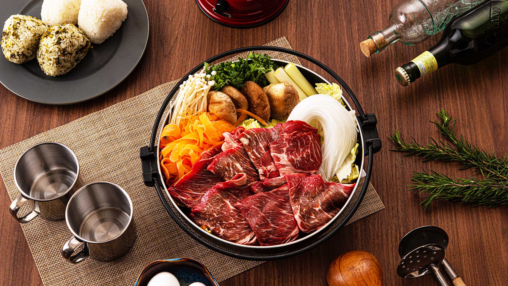 【夕食】すき焼き鍋（※写真は2人前）