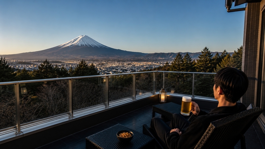 【夕朝食付｜期間限定】富士山絶景サウナ×注ぎたて生ビール飲み放題＜黒毛和牛焼肉・生ビール3-6L付＞