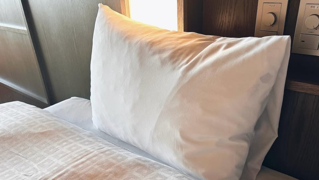 枕は、やわらかな羽毛のような感触と衛生性を兼ね備えたフィベールピロー・ダンフィルを採用。