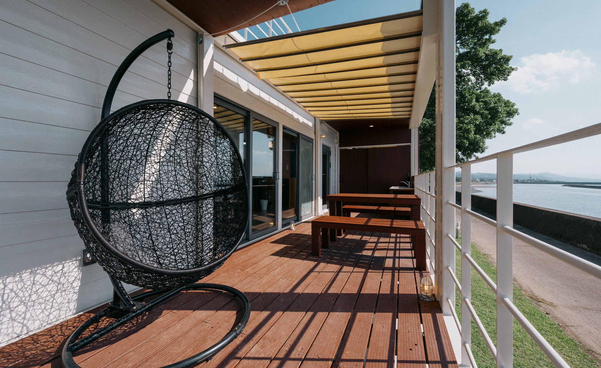 海眺望｜露天風呂付トレーラーS01／シモンズシングル&times;4