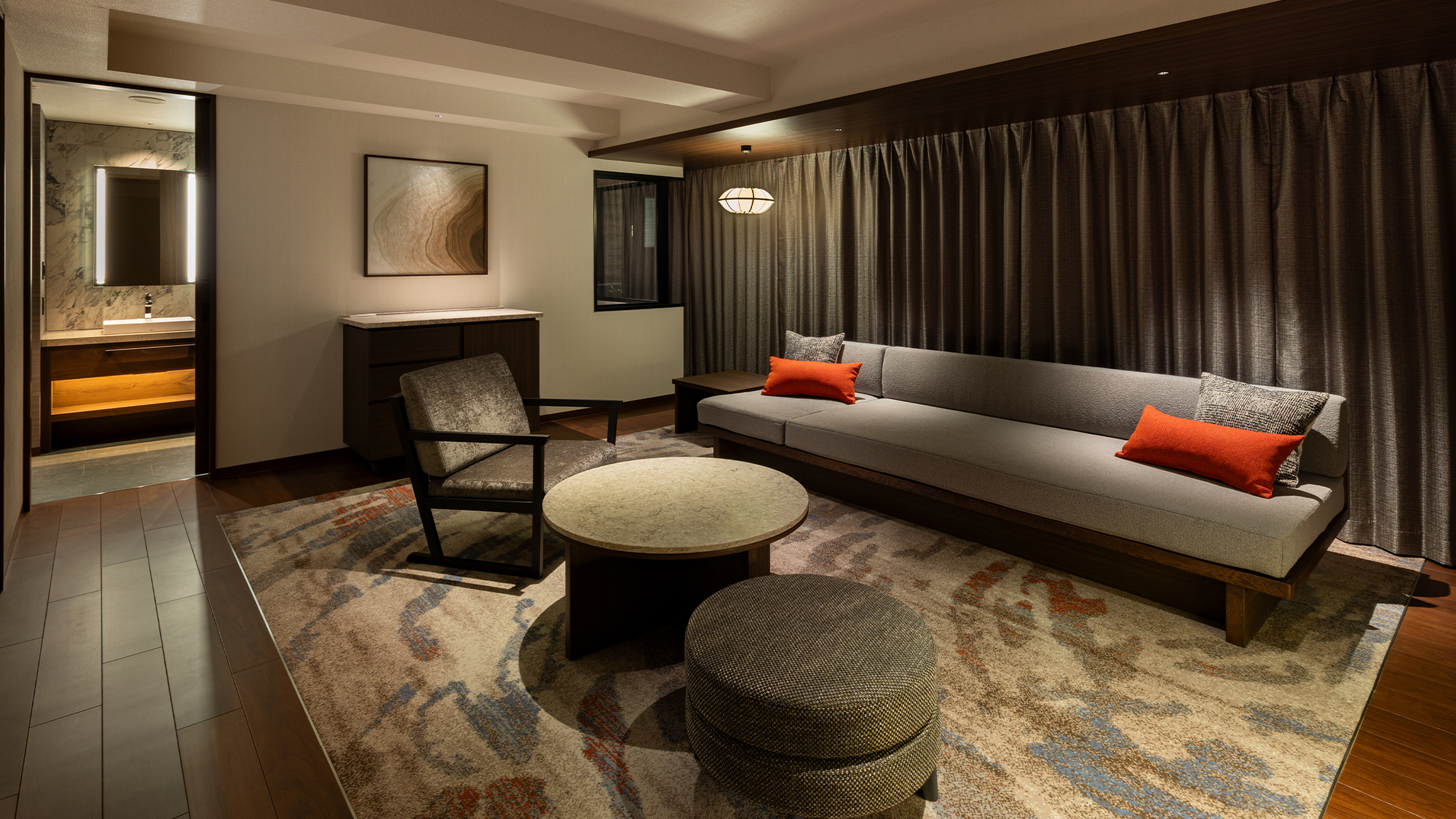 【ビューバス】プレミアスイート（60平米）最上階から独占する、定山渓の絶景。