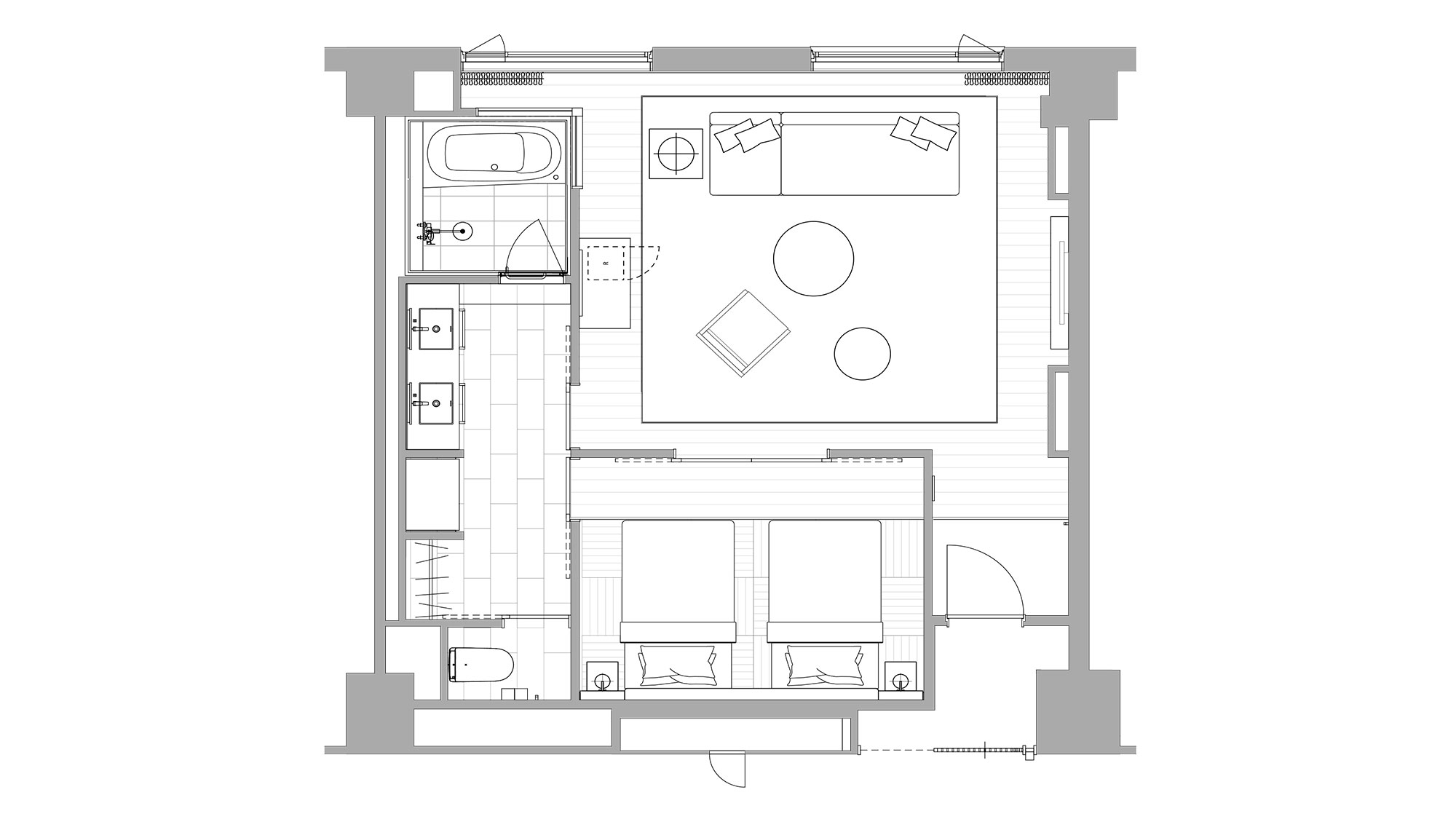 【ビューバス】プレミアスイート（60平米）最上階から独占する、定山渓の絶景。