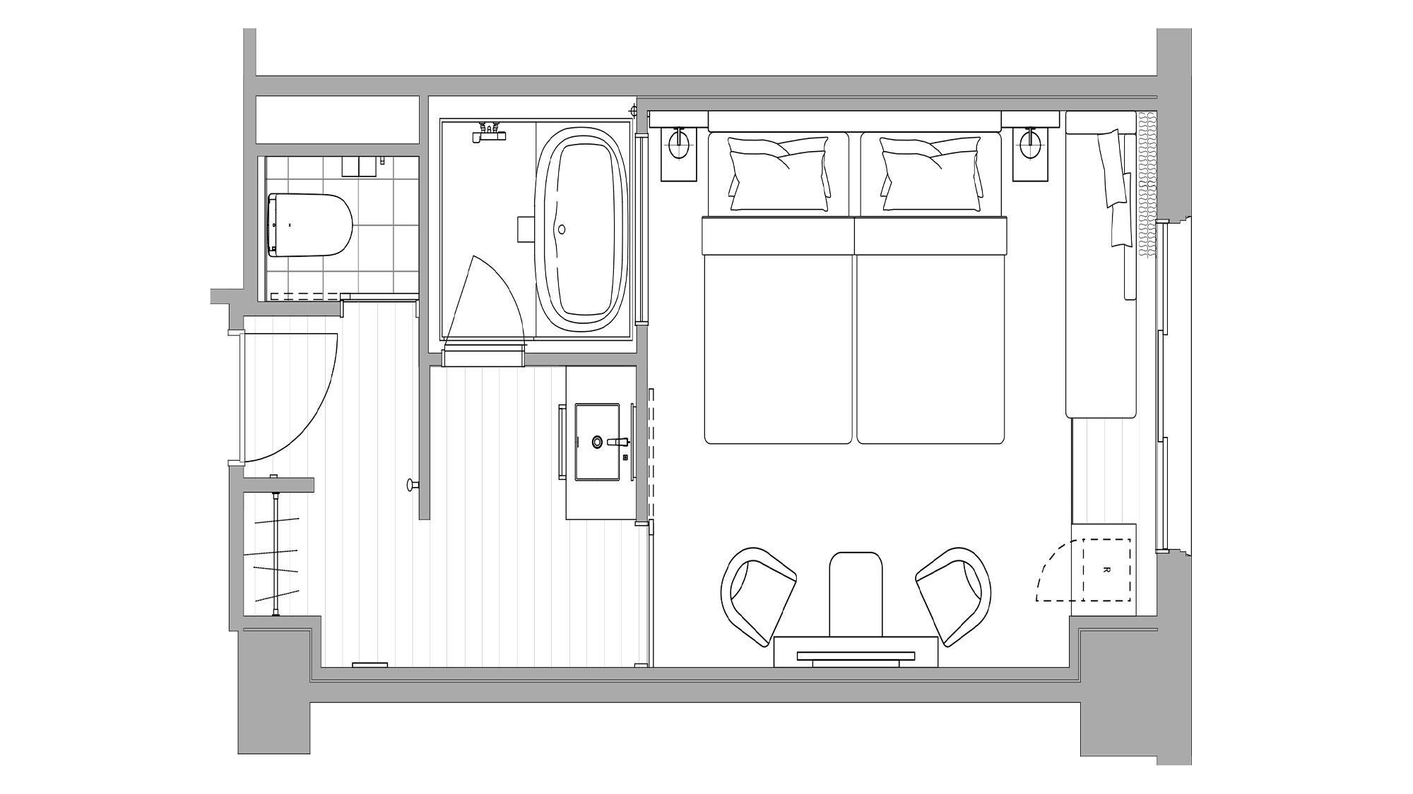 スーペリアツイン（30平米）静寂を纏う、木をテーマとしたくつろぎの場所。