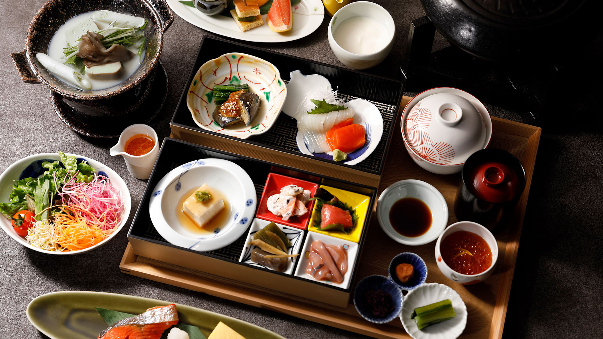 【朝食】旬の味覚と道産食材を使用した料理の数々